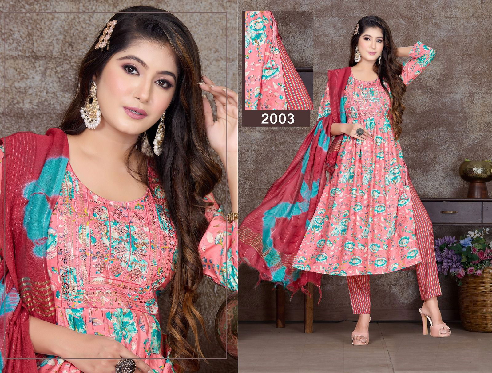 High Style V1 By Jlf Naira Cut Kurti With Bottom Dupatta Catalog
